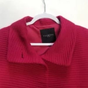 Talbots NEW Wool Blend Coat Hot Pink Red Horizontal Rib Funnel Neck